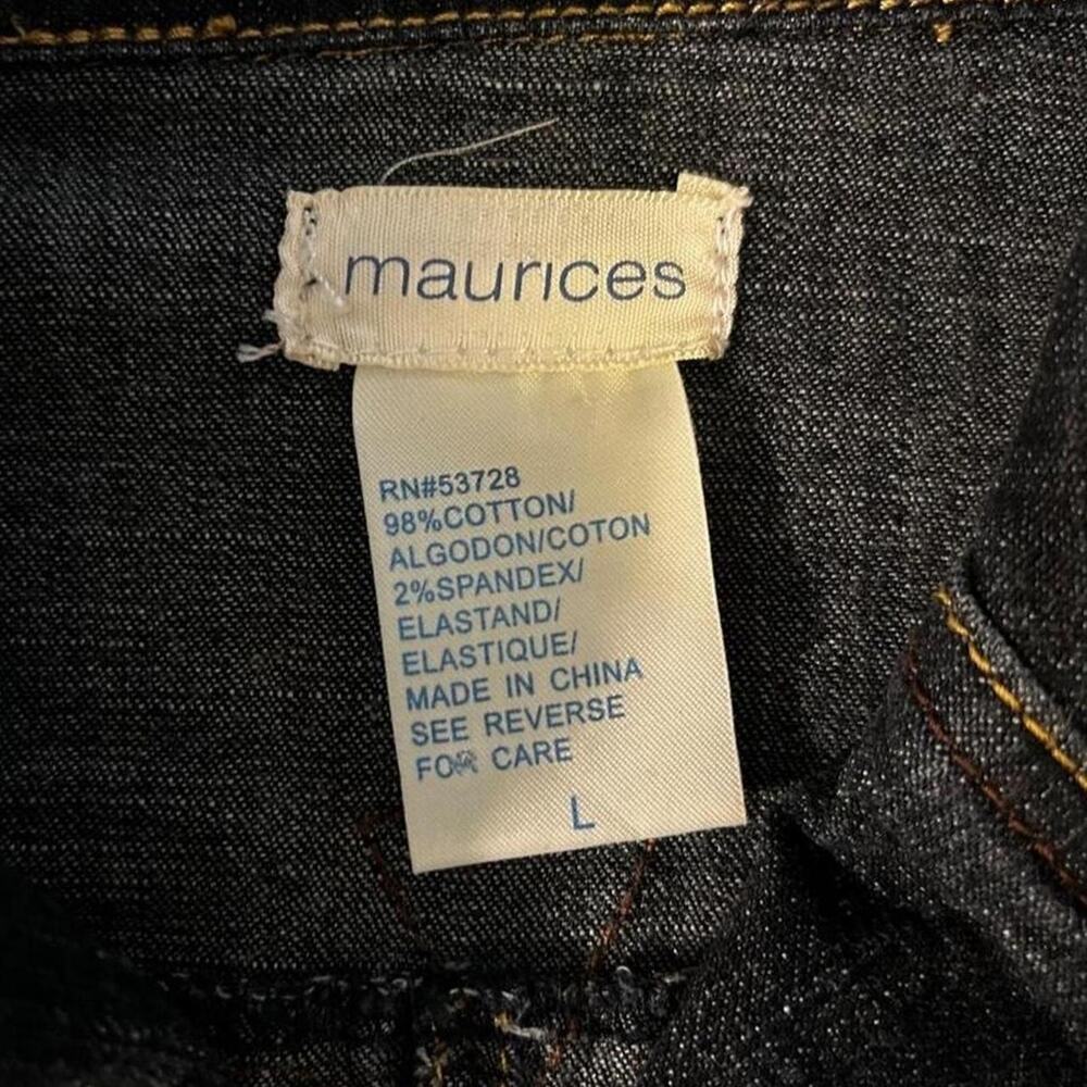Vintage Maurices Y2K Denim Trench Coat Jacket Double Breasted Dark Wash L - Picture 4 of 7